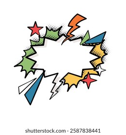 A dynamic of speech bubbles featuring bold, pop art colors. Great for social media, advertisements, comics, and creative projects