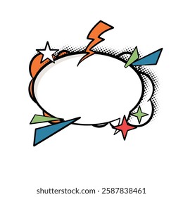 A dynamic of speech bubbles featuring bold, pop art colors. Great for social media, advertisements, comics, and creative projects