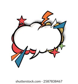 A dynamic of speech bubbles featuring bold, pop art colors. Great for social media, advertisements, comics, and creative projects