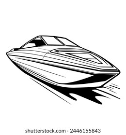 Dynamic speed boat outline vector for maritime and watercraft projects.