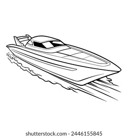 Dynamic speed boat outline vector for maritime and watercraft projects.