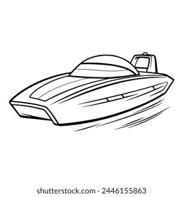 Dynamic speed boat outline vector for maritime and watercraft projects.