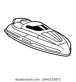 Dynamic speed boat outline vector for maritime and watercraft projects.