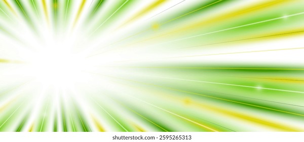 Dynamic speed lines and futuristic light green trails. Abstract vector illustration featuring glowing streaks, blur effects and acceleration themes. Great for banners, wallpapers and racing graphics.
