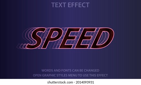 Dynamic speed text effect with motion blur and velocity lines, perfect for racing brands, sports designs, and high energy projects. Fully editable vector