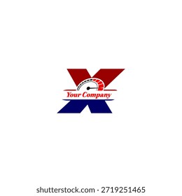 Indicador de velocímetro dinámico integrado con forma de letra X. Perfecto para la marca automotriz, temas de rendimiento, iconos de tablero e identidad de velocidad