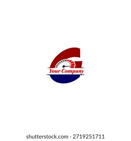 Indicador de velocímetro dinámico integrado con forma de letra G. Perfecto para la marca automotriz, temas de rendimiento, iconos de tablero e identidad de velocidad