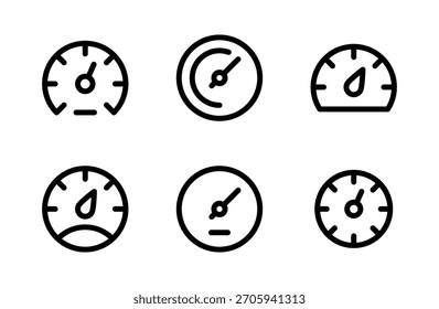 Coleção de ícones de velocímetro dinâmico com medidor de precisão, medidor e indicadores de desempenho para aplicativos e painéis
