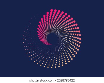 Dynamic spiral halftone pattern. Abstract dotted. Spotted colorful background. Element for design. Vector illustration