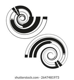 Objeto espiral dinâmico. Forma abstrata do fluido. Elemento de movimento curvo. Ilustração de vórtice de vetor.