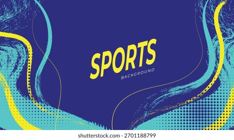 Dynamic Sport Background Template with Abstract Brush and Colorful Overlap Design
