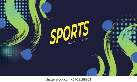 Modelo de fundo de esporte dinâmico com pincel abstrato e design de sobreposição colorida