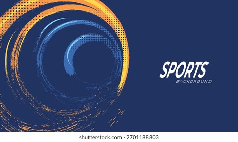 Dynamic Sport Background Template with Abstract Brush and Colorful Overlap Design