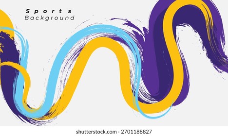 Dynamic Sport Background Template with Abstract Brush and Colorful Overlap Design