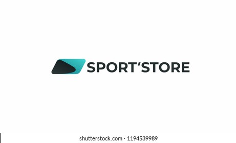 Dynamic sports logo. Simple abstract wing store icon. Fitness, speed, gym symbol.