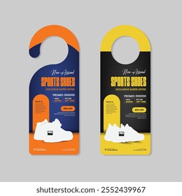 Dynamic Sports Shoes Black Friday sale door hanger template with two concept variation design