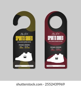 Dynamic Sports Shoes Black Friday sale door hanger template with two concept variation design