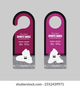 Dynamic Sports Shoes Black Friday sale door hanger template with two concept variation design