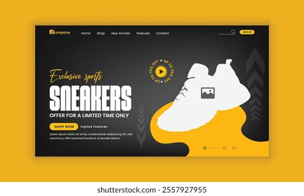 Dynamic Sports Shoes Black Friday Sale Website Landing Page User Interface, User Experience Design Template