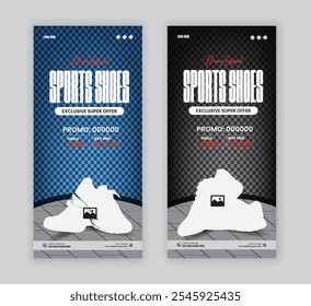 Dynamic sports shoes Dl flyer and Black Friday sale template design template two concept variation