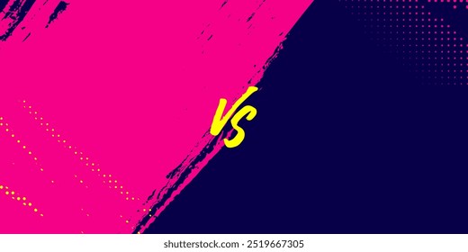 Dynamic Sports Versus Background with Abstract Pop Art Elements for Competitive Matchup Events and Sports Events Banner. VS Sport Background with Pink and Dark Blue Brush Stroke Split Design