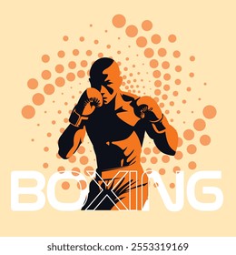 boxe laranja desportivo dinâmico pessoas pessoa silhueta ilustração.