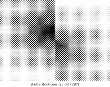 Dynamic square forms with halftone dot texture: a composition featuring pointillism and high-contrast shading for depth and movement.