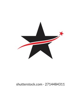 Vector dinámico del logotipo de la estrella: concepto del éxito, del logro, y del crecimiento con el diseño rojo de Swoosh