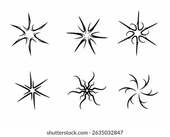 Dynamic starburst elements perfect for abstract tattoos, futuristic graphics, and creative design projects