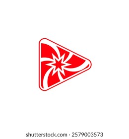 Dynamic Starburst Logo,  features a red triangular shape with rounded corners, containing a white starburst pattern.