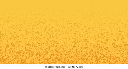 Dynamic Stipple Dots Yellow and Orange Gradient. Hand-Drawn Abstract Texture with Noise and Grungy Elements. Artistic Pointillism Background.