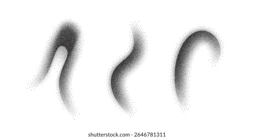 Formas de punteado abstractas en blanco y negro de textura punteada dinámica con un exclusivo efecto de gradiente punteado y salpicadura.
