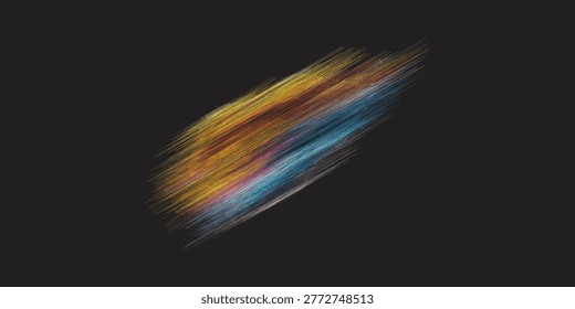 Dynamic streaks of yellow, orange, blue, and purple light blur across a dark background, creating an abstract sense of motion and energy.