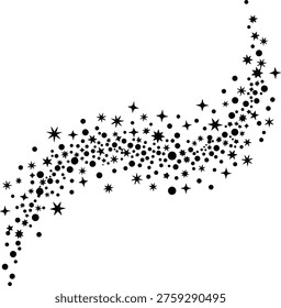 A dynamic stream of stars and dots, creating a sense of movement and celestial wonder. The varying sizes and shapes of the stars add depth and visual interest.
