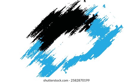 Dynamic strokes in a graphic artwork featuring shades of bold black and striking azure against a stark white background creating a visually impactful design