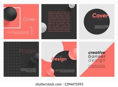 Dynamic style 3D cover collection of Colorful templates with geometric shapes, patterns with trendy elements. Ideal for ad, invitation, presentation, promotion, web, social media, header