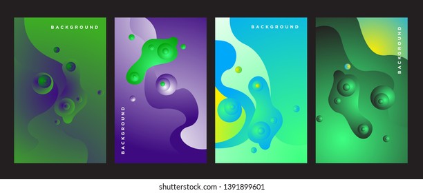 Dynamic style A4 size poster design concept. Fluid elements with bright gradient. Creative illustration for banner, web, landing, page, cover, ad, greeting, card, summer, print.