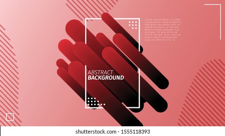 Dynamic style background design with tubular ornaments. Red color elements with red background gradient. Creative illustration for poster, web, landing page, cover, backround, ad, greeting card.