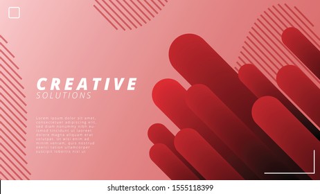 Dynamic style background design with tubular ornaments. Red color elements with red background gradient. Creative illustration for poster, web, landing page, cover, backround, greeting card, ad.
