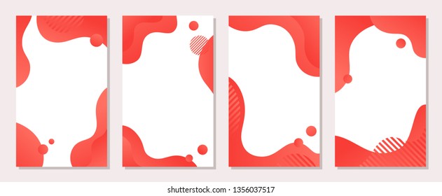 Dynamic style banner design set with fluid coral gradient shapes. Creative illustration for poster, cover, card, social media and flyers. 