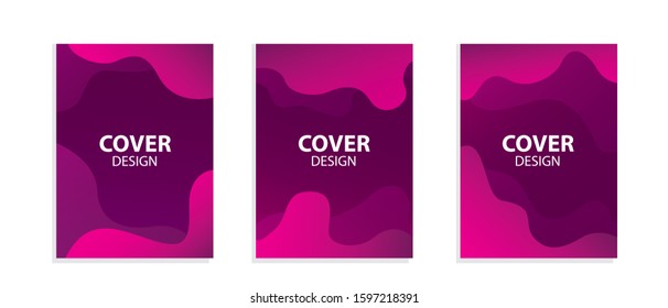 Dynamic style banner design set with fluid pink gradient elements. Creative illustration for poster, web, landing, page, cover, ad, greeting, card, social media, promotion. Vector illustration