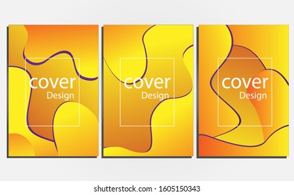 Dynamic style banner design set with fluid gradient abstract color