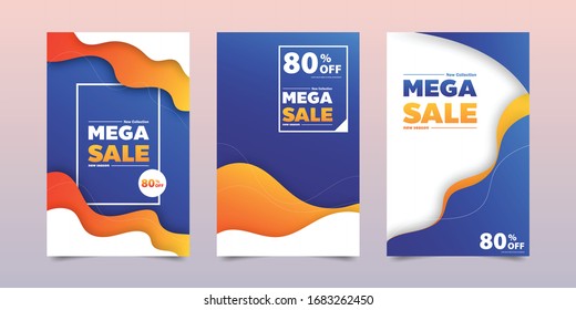 Diseño de banner de estilo dinámico con elementos de degradado azul y naranja fluido. Ilustración creativa para afiche, web, aterrizaje, página, portada, anuncio, saludo, tarjeta, medios sociales, promoción.
