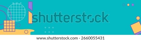 Dynamic style banner linkedin with geometric shapes. Modern, retro, and vibrant background.