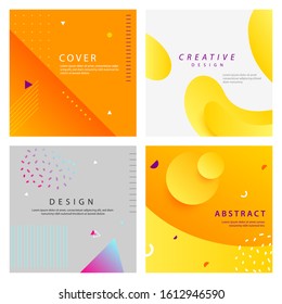 Dynamic style cover design collection of Colorful templates with geometric shapes, patterns with trendy elements. Ideal for ad, invitation, presentation, promotion, web, social media, header