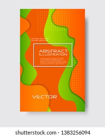 Dynamic style orange green wave banner design. Color elements with fluid gradient. Creative vector illustration for web, poster, landing, page, cover, card, promotion.