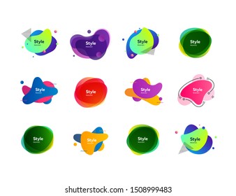 Dynamic stylish abstract figures. Gradient banners with flowing liquid shapes. Vector illustration. Can be used for advertising, marketing, presentation
