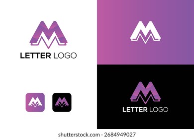 Dynamic and stylish letter M logo with a vibrant pink gradient, perfect for branding.