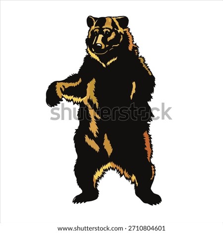 Dynamic Stylized Black Bear Standing Proudly, a Powerful Representation of Wildlife and Untamed Spirit in Illustrated Form
