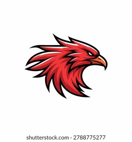 A dynamic and stylized illustration of a red eagle head in a sharp aggressive mascot style suitable for sports team branding.